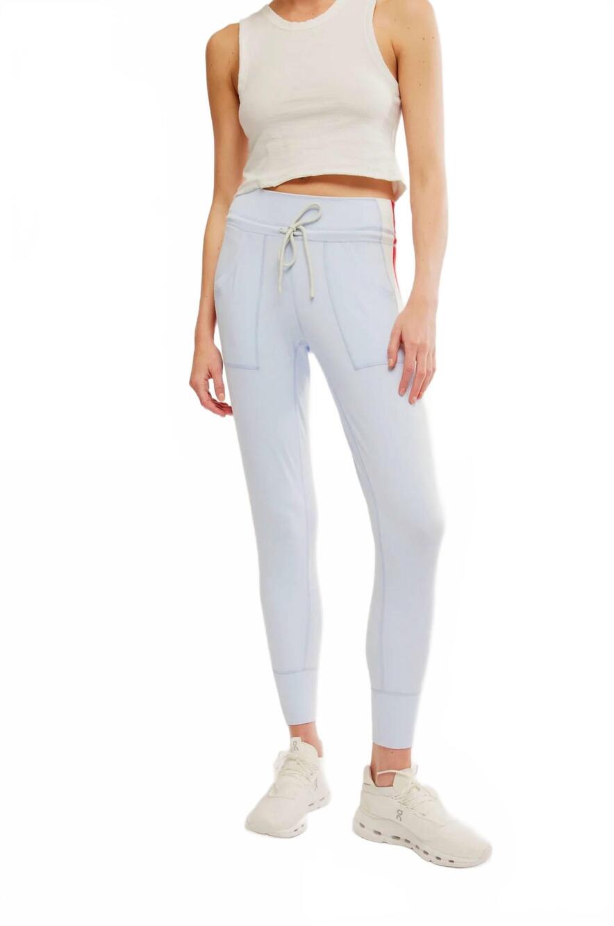 NEW FREE PEOPLE women's never better colorblock jogger in blue
